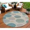 Homeroots 8' Teal Blue Ivory And Pale Aqua Round Geometric Washable Indoor Outdoor Area Rug 630593 - alternate 1