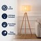 Jonathan Y Adriel 52" Mid-Century Modern Tripod Wood w/Ribbed Cocoon Pumpkin Shade LED Floor Lamp, White/Light B JYL4201B - alternate 7