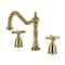 Kingston Brass Double-Handle Widespread Kitchen Faucet, Brushed Brass KB1797BEXLS - alternate 1
