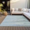 Homeroots 8' X 10' Sky Blue Aqua And Gray Striped Washable Indoor Outdoor Area Rug 597292 - alternate 5