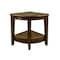 Homeroots Curvilinear Dark Brown Teak 18" Corner Shower Bench With Shelf 383308 - alternate 7