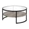 Homeroots 34" Black Glass And Steel Round Coffee Table With Shelf 520926 - alternate 1