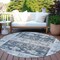 Homeroots 8' Blue And Denim Blue Round Aztec Washable Indoor Outdoor Area Rug 616594 - alternate 8