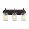 Jonathan Y Gaines 19.3" 3-Light Farmhouse Industrial Iron Mason Jar LED Vanity, Oil Rubbed Bronze/Clear JYL7801A - alternate 1