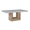 Homeroots 70" White and Natural Faux Marble and Wood Pedestal Base Dining Table 564891 - alternate 5
