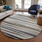 Homeroots 8' Gray Ivory And Beige Round Striped Washable Indoor Outdoor Area Rug 597327 - alternate 6
