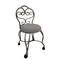 Homeroots 18in Cream and Silver Microfiber and Metal Upholstered Round Bench 733248 - alternate 1