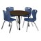 Regency Round Kee Mobile Adjustable Classroom Table W/ 4 Andy Chairs, 36 in W, 36 in L, Neo Walnut TB36RNDNWAPCBK40NV - alternate 1