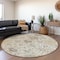 Homeroots 8' Beige Brown And Green Round Damask Washable Indoor Outdoor Area Rug 599396 - alternate 5
