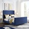 Homeroots Navy Blue Velvet Upholstered Queen Bed Frame 544770 - alternate 8