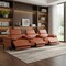 Homeroots 129" Camel Top Grain Leather Reclining Metal USB Sofa 720346 - alternate 6