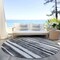 Homeroots 8' Charcoal And Gray Round Striped Washable Indoor Outdoor Area Rug 605893 - alternate 6