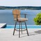 Armen Living Hazel Outdoor Patio Swivel Counter Stool in Aluminum with Teak Wood and Brown Cushion LCHABABRN26 - alternate 6