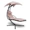 Serenelife Outdoor Hanging Curved Steel Chaise Lounge Swing Chair w/a Built-in Pillow and Removable Canopy UV SLHNGCH44 - alternate 1