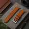 Elegani Hybrid Leather Rubber Band Compatible with Apple Watch 42mm, Light Brown, Silver Buckle QRALGM-LBRN-42 - alternate 4