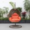 Leisuremod Beige Wicker Hanging Egg Swing Chair with Orange Cushions ESCBG-40OR - alternate 7