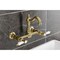 Kingston Brass Two-Handle Wall Mount Bridge Kitchen Faucet, Brushed Brass KS2447BPL - alternate 6
