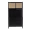 Homeroots Rustic Black and Light Bamboo Tall Buffet Cabinet 401704 - alternate 1
