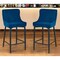 Homeroots Set of Two 26" Blue and Black Velvet and Metal Low Back Counter Height Bar Chairs, 2PK 555057 - alternate 6
