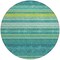 Homeroots 8' Teal Blue Lime Green And Turquoise Round Striped Washable Indoor Outdoor Area Rug 614841 - alternate 6