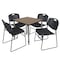 Regency Square Kee Adjustable Classroom Table W/ 4 Zeng Stack Chairs, 30 in W, 30 in L, Noble Oak TB3030NOAPGY44BK - alternate 1