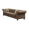 Homeroots 90" Brown Linen Chesterfield Sofa And Toss Pillows 490991 - alternate 1