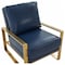 Leisuremod Jefferson Leather Modern Design Accent Armchair with Elegant Gold Frame, Navy Blue JAG29NBU-L - alternate 7