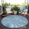 Homeroots 8' Teal Blue And Ivory Round Abstract Washable Indoor Outdoor Area Rug 612769 - alternate 7