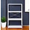 Homeroots 42" White And Silver Metal and Wood Four Tier Etagere Bookcase 486315 - alternate 3
