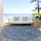 Homeroots 8' Blue And Ivory Round Floral Washable Indoor Outdoor Area Rug 605719 - alternate 5