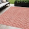 Homeroots 5' X 8' Salmon And Ivory Geometric Washable Indoor Outdoor Area Rug 596202 - alternate 1