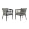 Armen Living Zella Outdoor Patio Dining Chair in Aluminum with Light Gray Rope and Earl Gray Cushions - Set of 2 LCZESIGRY - alternate 1
