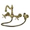 Kingston Brass Two-Handle Wall Mount Bridge Kitchen Faucet with Brass Sprayer, Antique Brass KS1243ZXBS - alternate 1