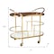 Homeroots 32in Brown Gold And White Iron Solid Wood and Marble Oval Rolling Bar Cart 668800 - alternate 8