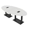 Skutchi Designs Oval Conference Table With Power, 48 in W, 96 in L, White HAR-OVL-48X96-DOU.BK-WA7976-EBLK - alternate 1