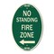 Signmission No Standing Fire Zone with Left Arrow, 12 Inch X 18 Inch Architectural Oval, Heavy Gauge Aluminum A-OV-G-1218-23586 - alternate 1