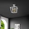 Jonathan Y Plains 12" 4-Light Modern Farmhouse Metal Open-Frame Pagoda LED Semi Flush Mount Mini Lantern, White/ JYL7610F - alternate 11
