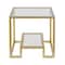 Homeroots 22" Brass And Clear Glass And Steel Square End Table With Shelf 544207 - alternate 5