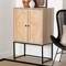 Baxton Studio Ardon Bohemian Light Brown Finished Wood and Black Metal 2-Door Storage Cabinet with Natural Rattan 196-12077-ZORO - alternate 9
