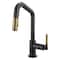 Brizo Litze Pull-Down Prep Faucet with Angle Spout, Knurled Handle Matte Black/Luxe Gold 63963LF-BLGL - alternate 2
