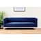 Homeroots 85" Navy Blue Velvet Sofa With Silver Legs 543973 - alternate 1