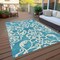 Homeroots 5' X 8' Turquoise And Ivory Damask Washable Indoor Outdoor Area Rug 614468 - alternate 8