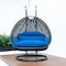 Leisuremod Charcoal Wicker Hanging 2 person Egg Swing Chair with Blue Cushions ESCCH-57BU - alternate 6