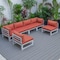 Leisuremod Chelsea 6-Piece Patio Sectional Weathered Grey Aluminum With Orange Cushions CSWGR-6OR - alternate 9