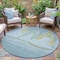 Homeroots 8' Teal Blue And Gold Round Nautical Washable Indoor Outdoor Area Rug 631043 - alternate 6