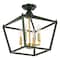 Jonathan Y Plains 12" 4-Light Modern Farmhouse Metal Open-Frame Pagoda LED Semi Flush Mount Mini Lantern, Dark G JYL7610H - alternate 6
