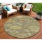 Homeroots 8' Artichoke Green Coral And Brown Round Floral Washable Indoor Outdoor Area Rug 604104 - alternate 1