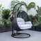 Leisuremod Mendoza Charcoal Wicker Hanging 2 person Egg Swing Chair with Light Grey Cushions MSCCH-53LGR - alternate 10