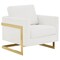 Leisuremod Lincoln Boucle Fabric Armchair with Gold Stainless Steel Frame & Removable Back Cushion, White LA31-B-W - alternate 1