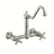 Whitehaus Collection Vintage III Plus Wall Mount Faucet with a  Long Traditional Swivel Spout, and Solid Brass Side Spray WHKWCR3-9402-NT-BN - alternate 3